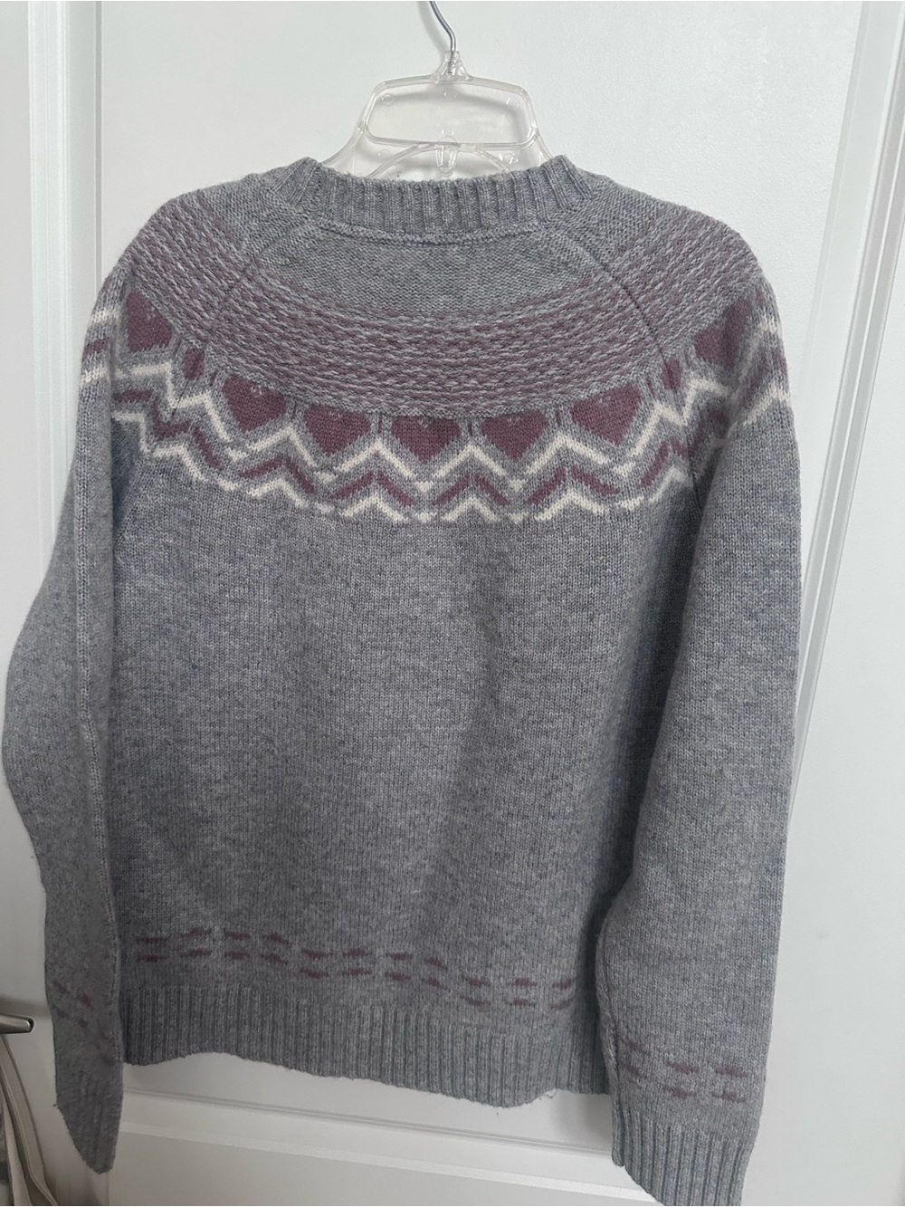Kari Traa Sundve Fair Isle Knit Wool Blend Sweater gray pink size small - Picture 7 of 7